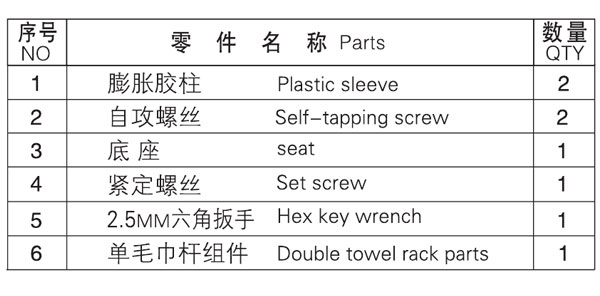 HF-92102-24單毛巾?xiàng)U零件名稱(chēng)